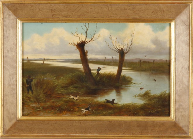 Appraisal: Duck Hunting oil on masonite x S