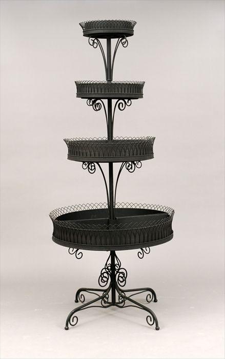 Appraisal: Victorian-Style Wirework Four-Tier Plant Stand in in diam