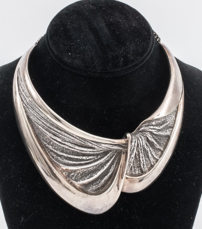 Appraisal: N S BAR-ON MODERNIST ART JEWELRY COLLAR Crafted in sterling