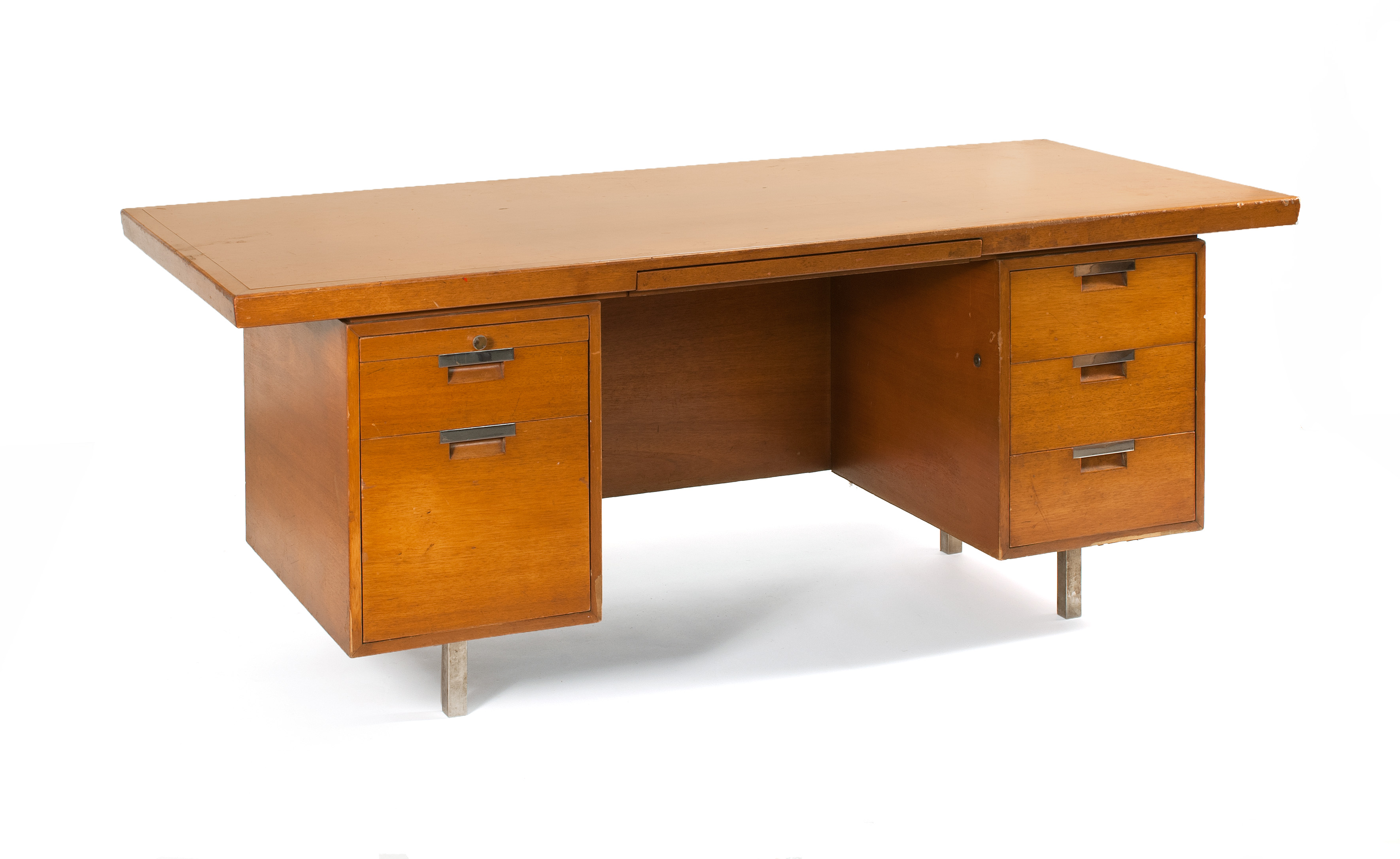 Appraisal: HARVEY PROBBER OFFICE DESK th CenturyIn mahogany under a light-colored