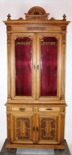 Appraisal: French oak gun cabinet dated French oak gun cabinet dated