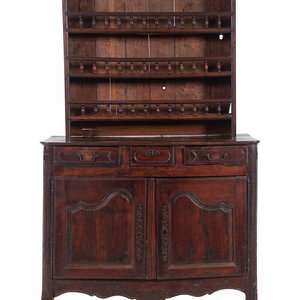 Appraisal: A French Provincial Walnut Buffet Deux Corps th Century Height