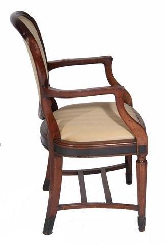 Appraisal: AN ANTIQUE MAHOGANY ELBOW CHAIR with upholstered seat and back