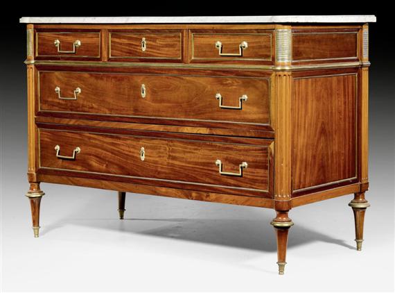 Appraisal: COMMODE Directoire Louis XVI Paris circa Fluted mahogany Front with