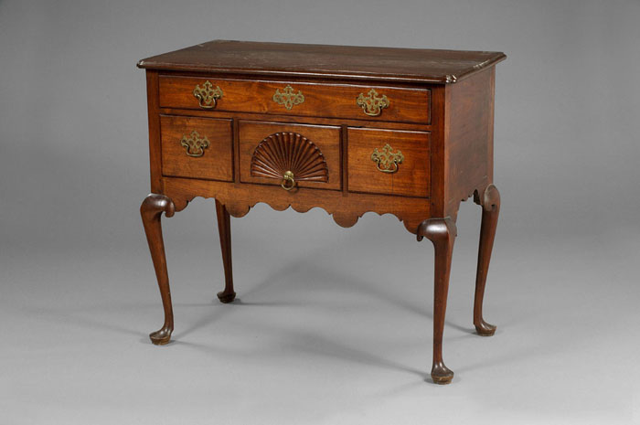 Appraisal: MASSACHUSETTS QUEEN ANNE CARVED WALNUT HIGHBOY BASE The associated rectangular