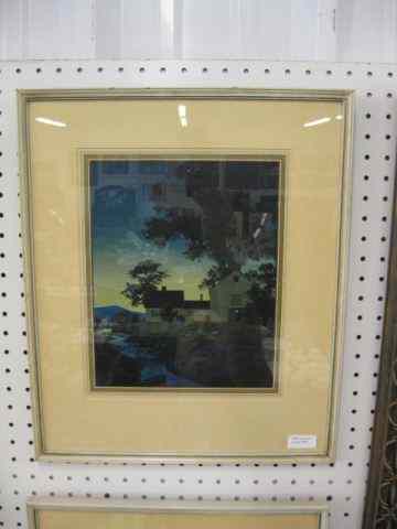 Appraisal: Maxfield Parrish Print farm at sunset image area '' x