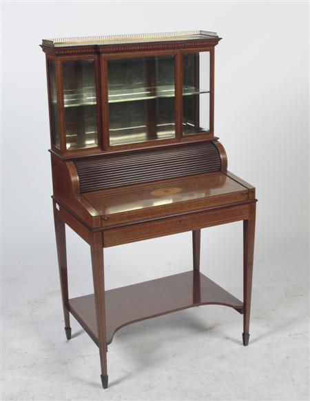 Appraisal: A mahogany and inlaid bonheur de jour circa the glazed