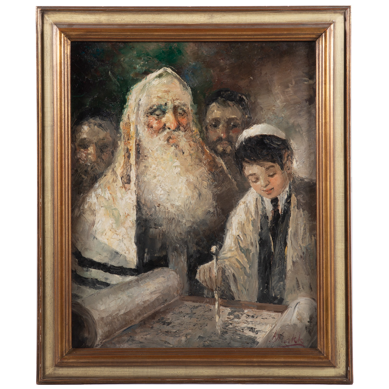 Appraisal: AMERICO MAKK READING THE TORAH OIL ON CANVAS Hungarian -