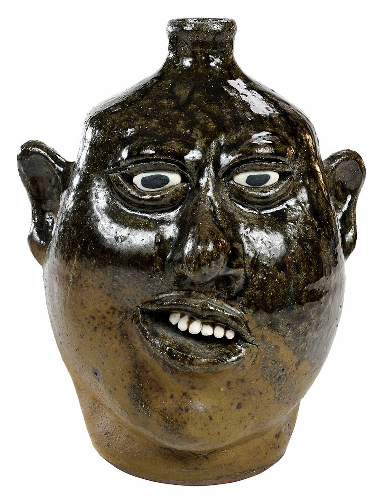 Appraisal: Lanier Meaders Face Jug White County Georgia b d runny