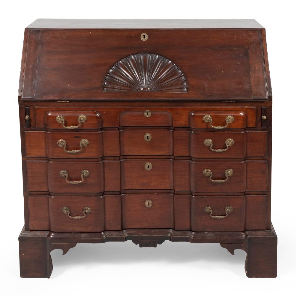 Appraisal: CHIPPENDALE BLOCKFRONT SLANT-LID DESK MASSACHUSETTS CIRCA HEIGHT WIDTH DEPTH CHIPPENDALE