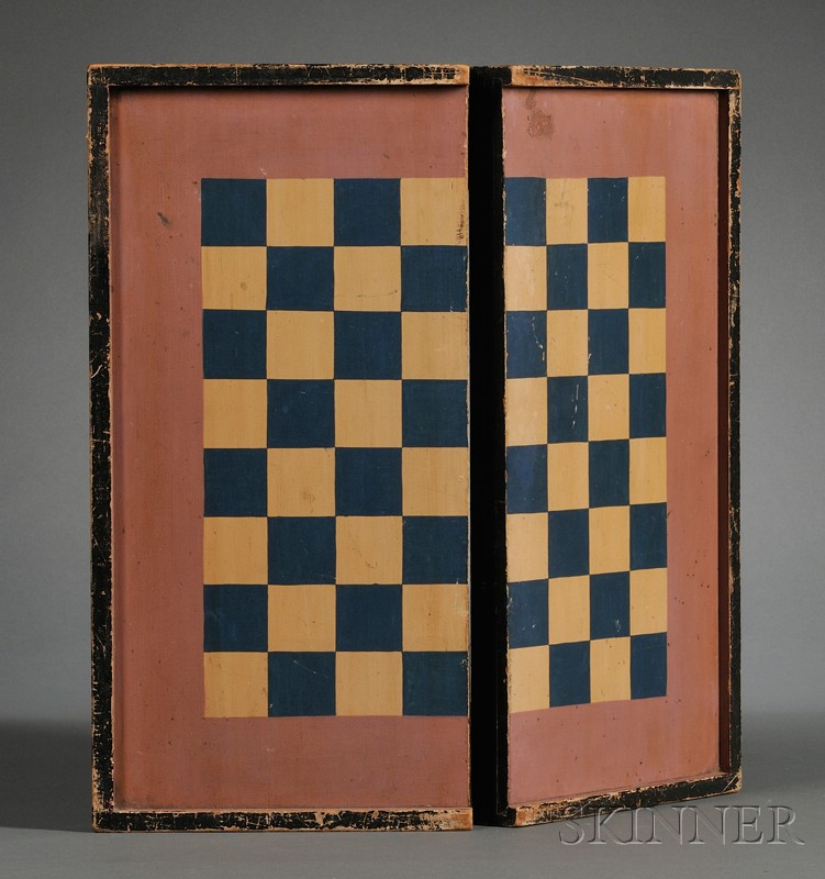 Appraisal: Folding Wooden Game Board America th century hinged with dovetailed