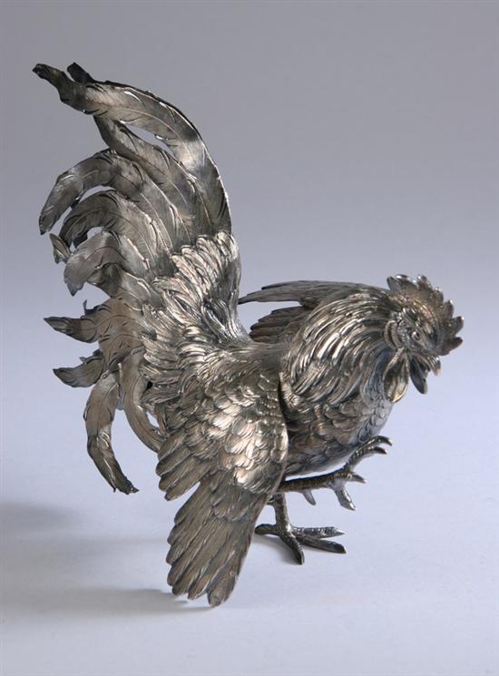 Appraisal: WEST GERMAN STERLING SILVER COCKEREL mid- th century In a