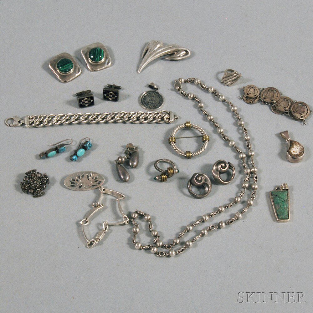 Appraisal: Small Group of Sterling Silver Jewelry with a number of