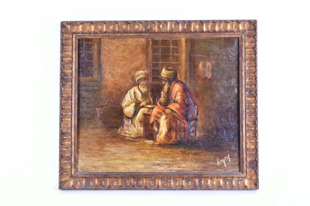 Appraisal: EUROPEAN SCHOOL EARLY TH CENTURY PAINTINGTwo Orientalist Gentlemen Signed indistinctly