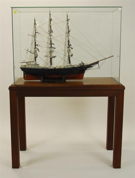 Appraisal: THREE MASTED FLYING FISH SHIP MODEL in a mahogany and