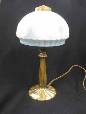 Appraisal: Antique Boudoir Lamp satin shade with floral sprays attributed to