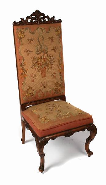 Appraisal: A Renaissance Revival armchair with needlepoint upholstery height ft in