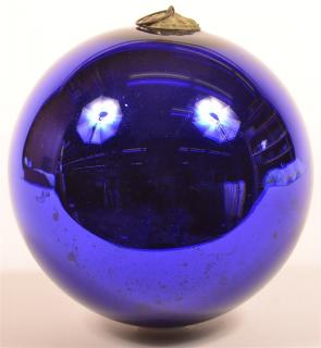 Appraisal: Blue Blown Glass Ball Form German Kugel - diam