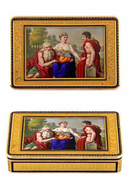 Appraisal: A German gold and enamel snuff box Hanau circa of