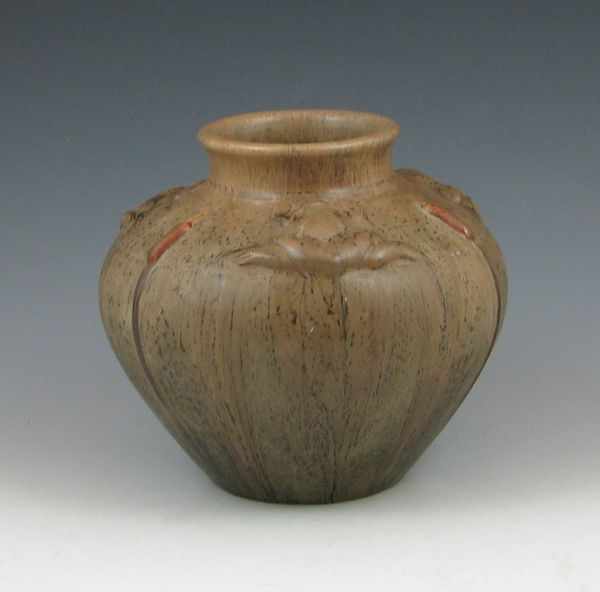 Appraisal: Ephraim Pottery vase with frogs and cattails Marked Ephraim Pottery