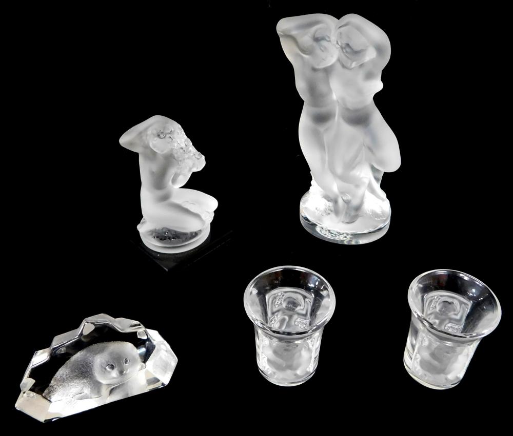 Appraisal: GLASS Lalique France glassware th C including two Enfants shot