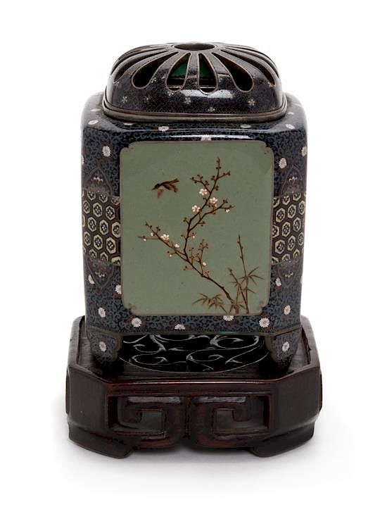 Appraisal: A Japanese Cloisonne Insense Burner and Cover Height inches A