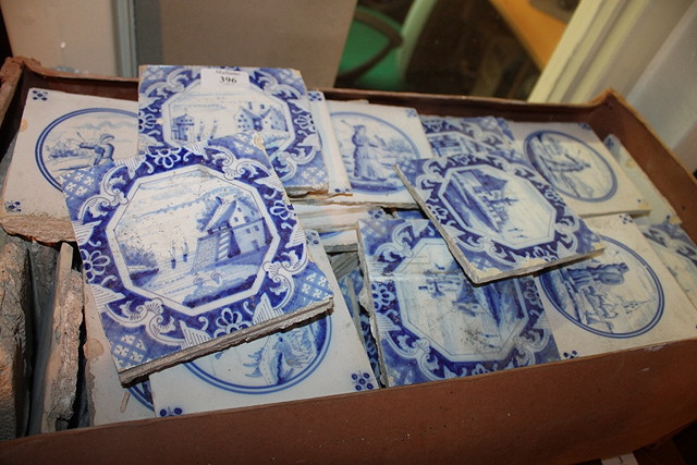 Appraisal: A COLLECTION OF DELFT BLUE AND WHITE POTTERY TILES with