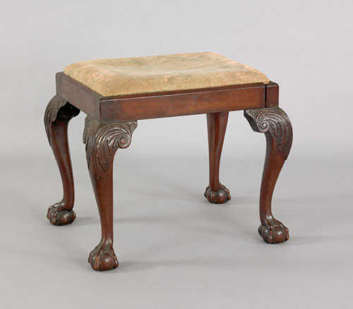 Appraisal: George III style mahogany footstool with slip seat and foliate