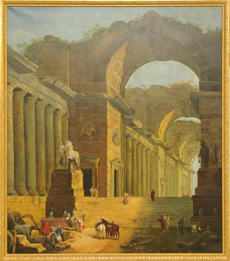 Appraisal: AFTER H ROBERT ROMAN FORUM Oil on canvas x in