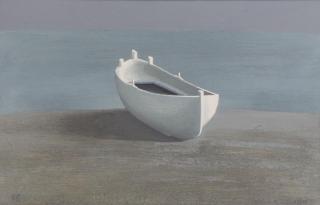 Appraisal: LAZZARO Walter Oil on Board The White Boat Signed lower