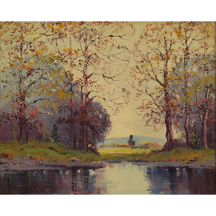 Appraisal: Ernest T Fredericks American - Lake in Forest c oil