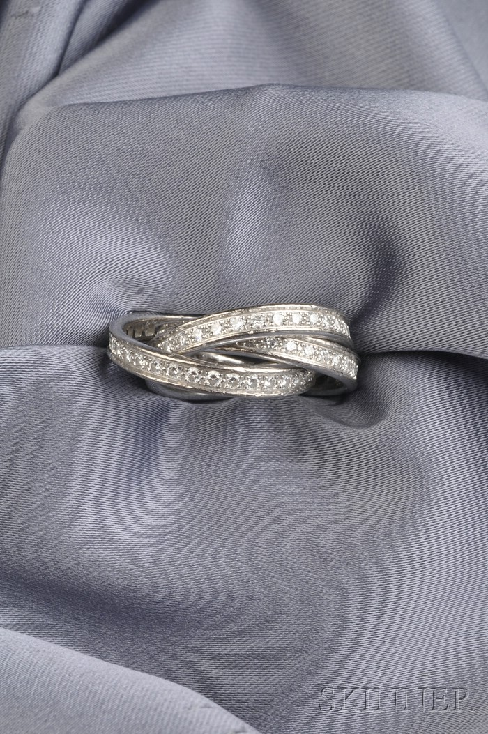 Appraisal: kt White Gold and Diamond Trinity Ring Cartier bead-set with