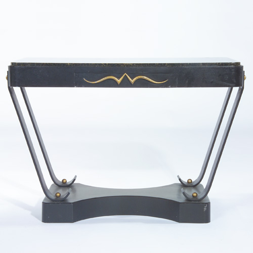 Appraisal: ART DECO Small occasional table with black granite top on