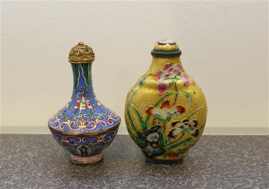 Appraisal: Sale Lot Two Enamel on Metal Snuff Bottles the first