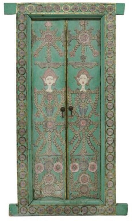 Appraisal: Architectural parcel gilt and painted wood temple doors Thailand rectangular