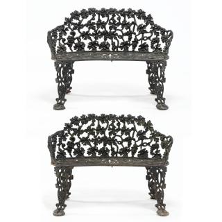 Appraisal: Atlanta Stove Works Pair of Cast Iron Garden Benches early