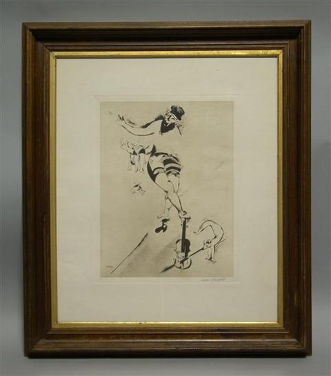 Appraisal: MARC CHAGALL RUSSIAN FRENCH - L'ACROBATE AU VIOLON - ACROBAT