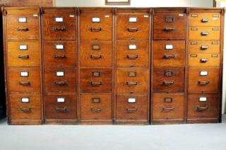 Appraisal: Six Section Oak Four Drawer File Cabinets Six section oak