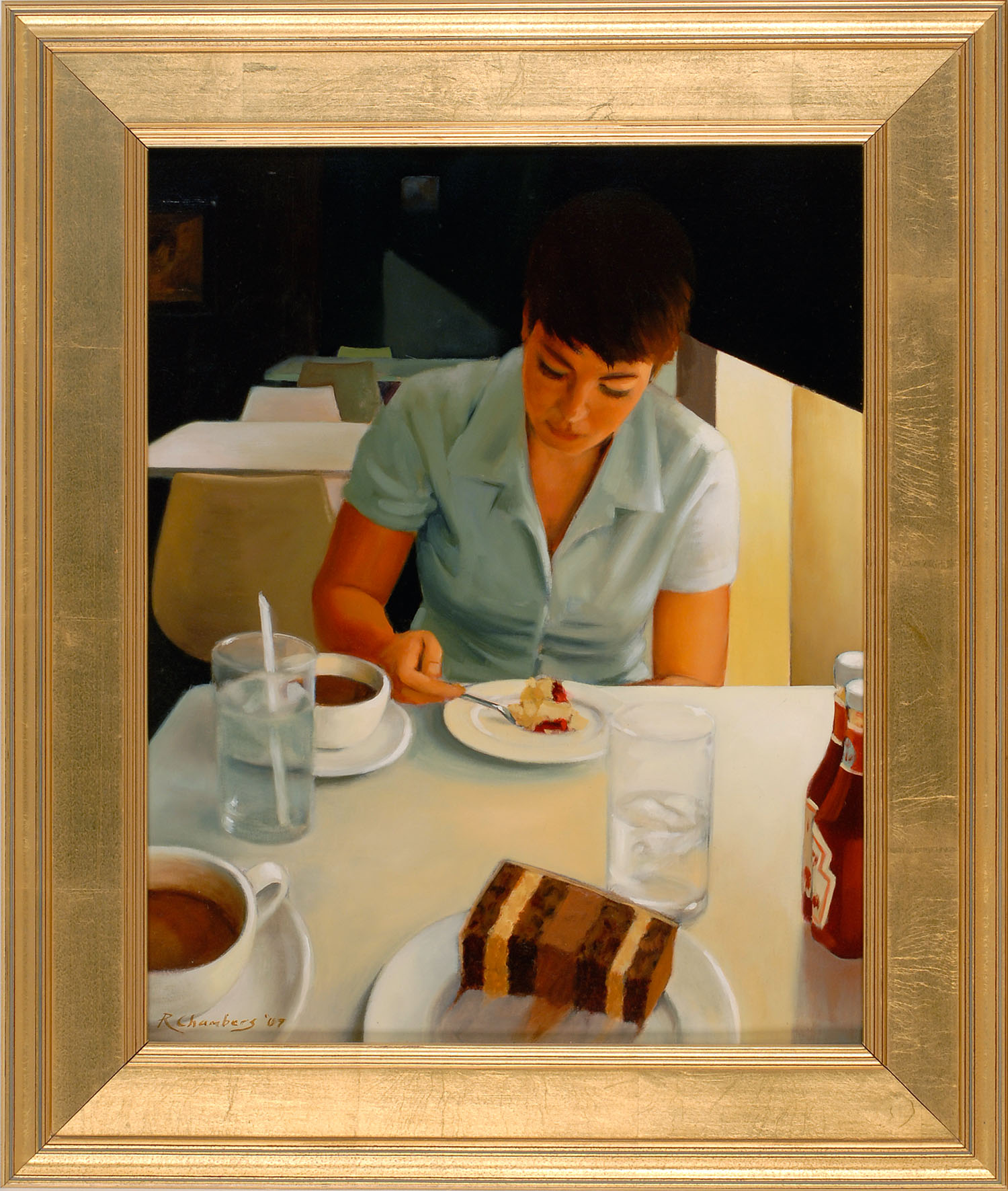 Appraisal: RICHARD CHAMBERSAmerican ContemporaryA moment at the diner Signed lower left