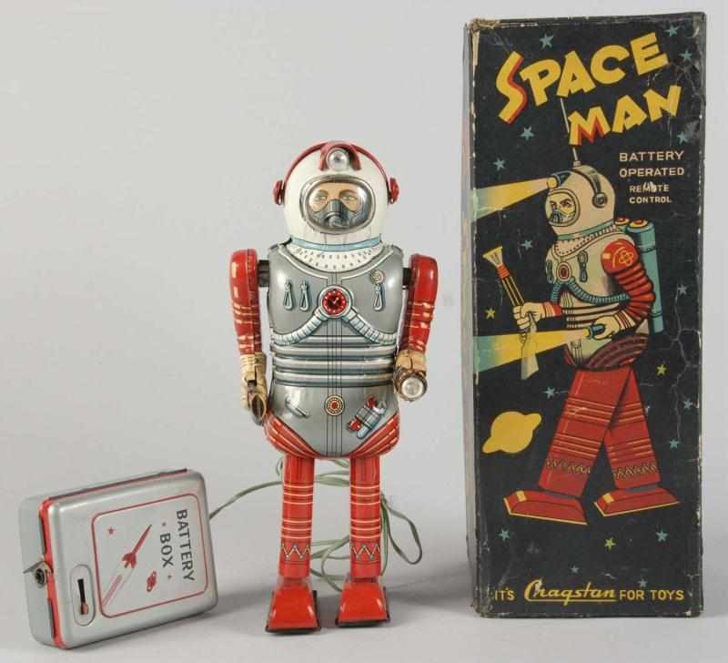 Appraisal: Tin Litho Space Man Astronaut Battery-Op Toy Description Japanese Working