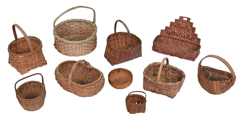 Appraisal: Assorted American Miniature Woven Baskets th early th century of