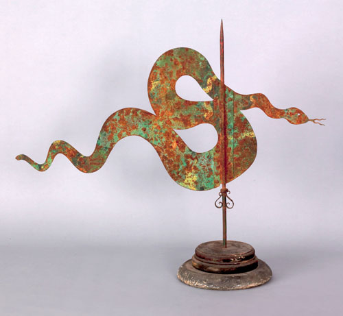 Appraisal: Painted sheet iron snake weathervane th c h w