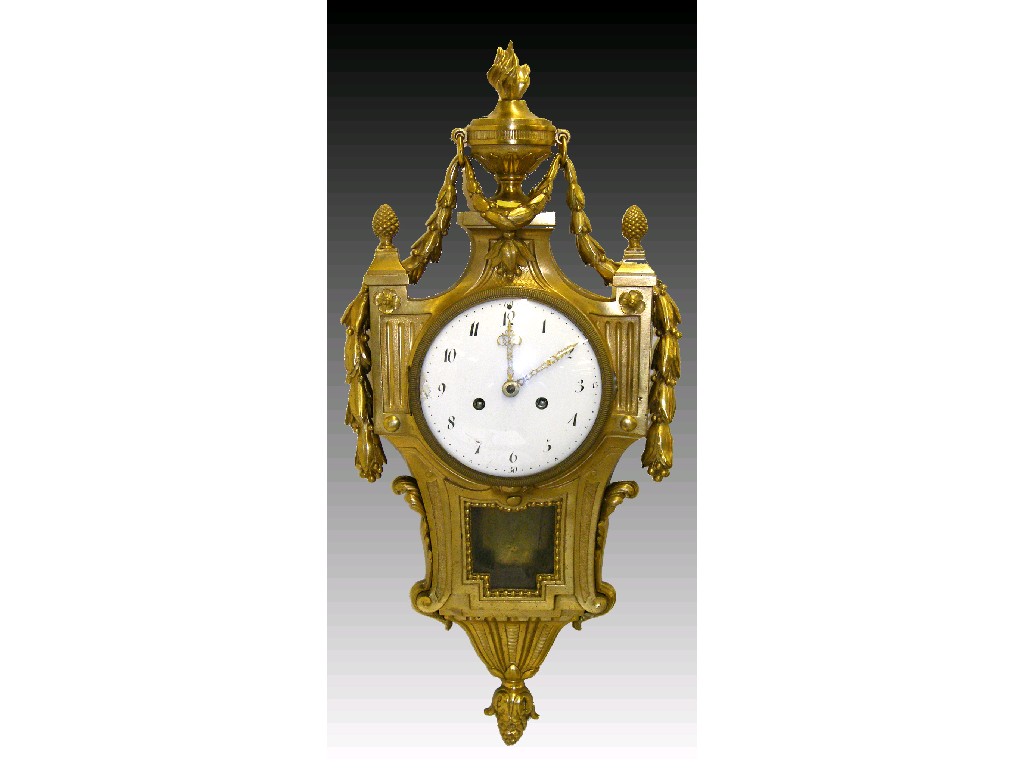 Appraisal: Good French ormolu two train Cartel wall clock the movement