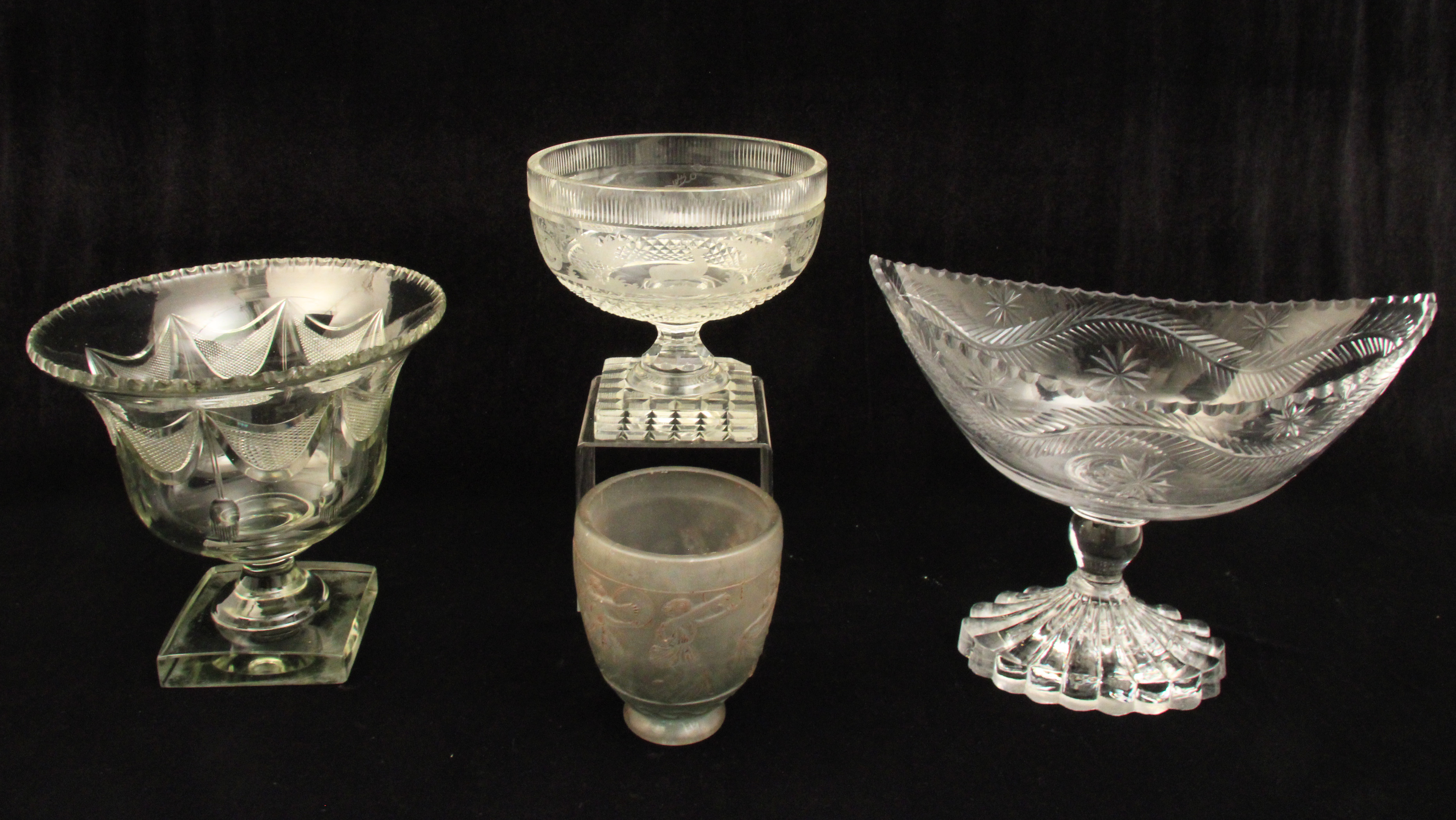 Appraisal: LOT OF CRYSTAL FOOTED VESSELS Lot of crystal footed vessels