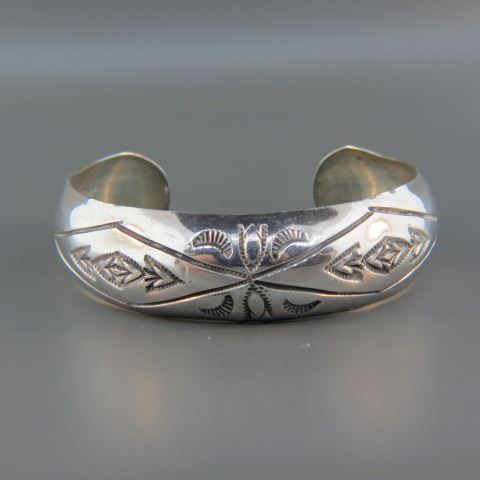 Appraisal: Sterling Silver Indian Braceletby W Tracy wide cuff style