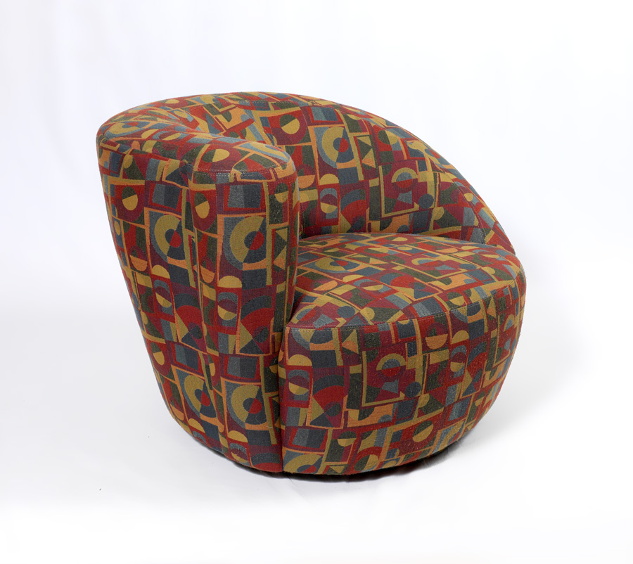 Appraisal: VLADIMIR KAGAN FOR DIRECTIONAL NAUTILUS CHAIR Swivel chair with patterned