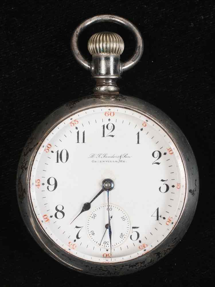 Appraisal: POCKET WATCH - D J Landers Son Greenville ME silver