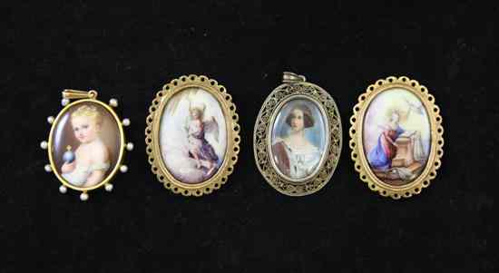 Appraisal: A late th century Swiss gold and pearl mounted enamelled