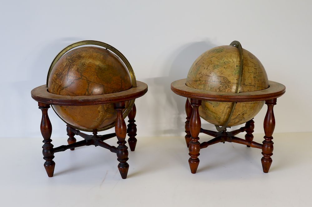 Appraisal: Lorings Celestial And Terrestrial Globes Tabletop model with turned legs