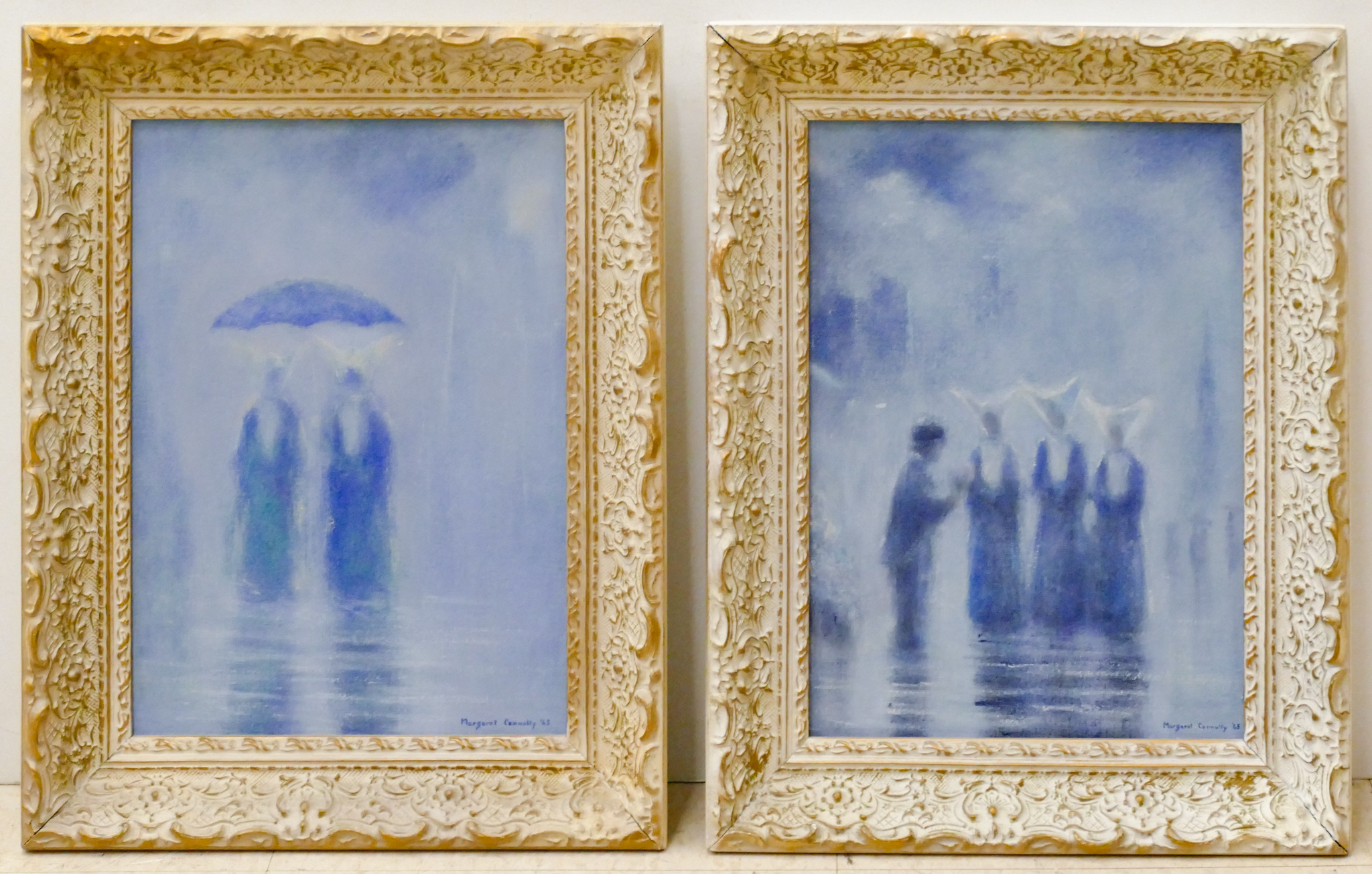 Appraisal: Pair Margaret Connolly th Cent CA Blue Nuns Oils on